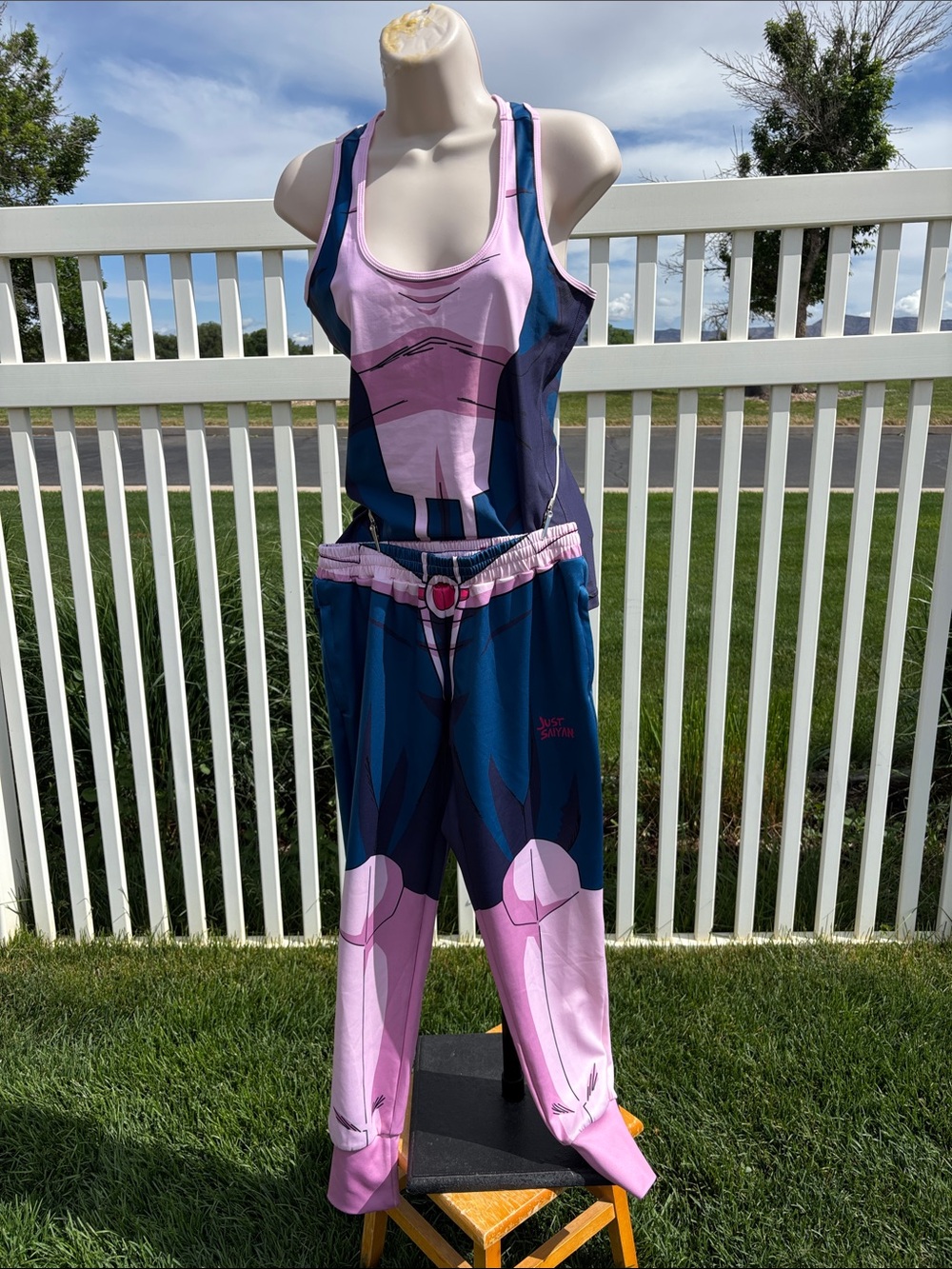 Just Saiyan Two Piece Poly Outfit, Size S, Never Worn, ZIP Side Pockets